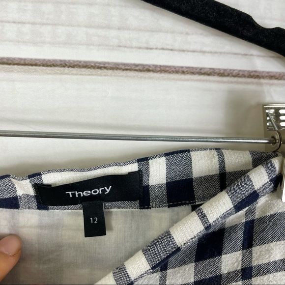 Theory Side Button Midi Skirt Modern Plaid - Picture 4 of 6